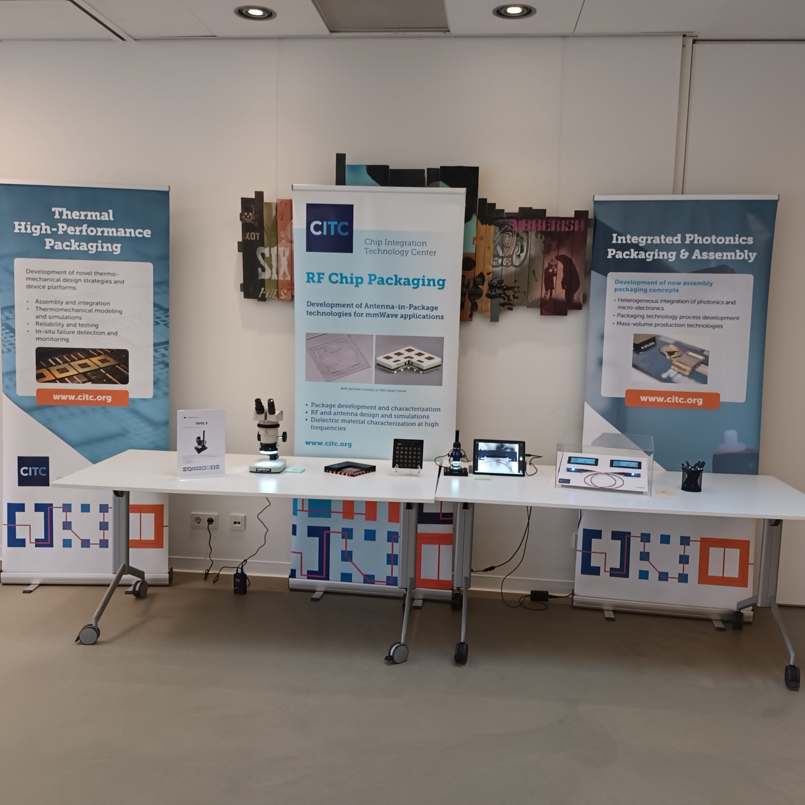 Table with scientific experiments on it.